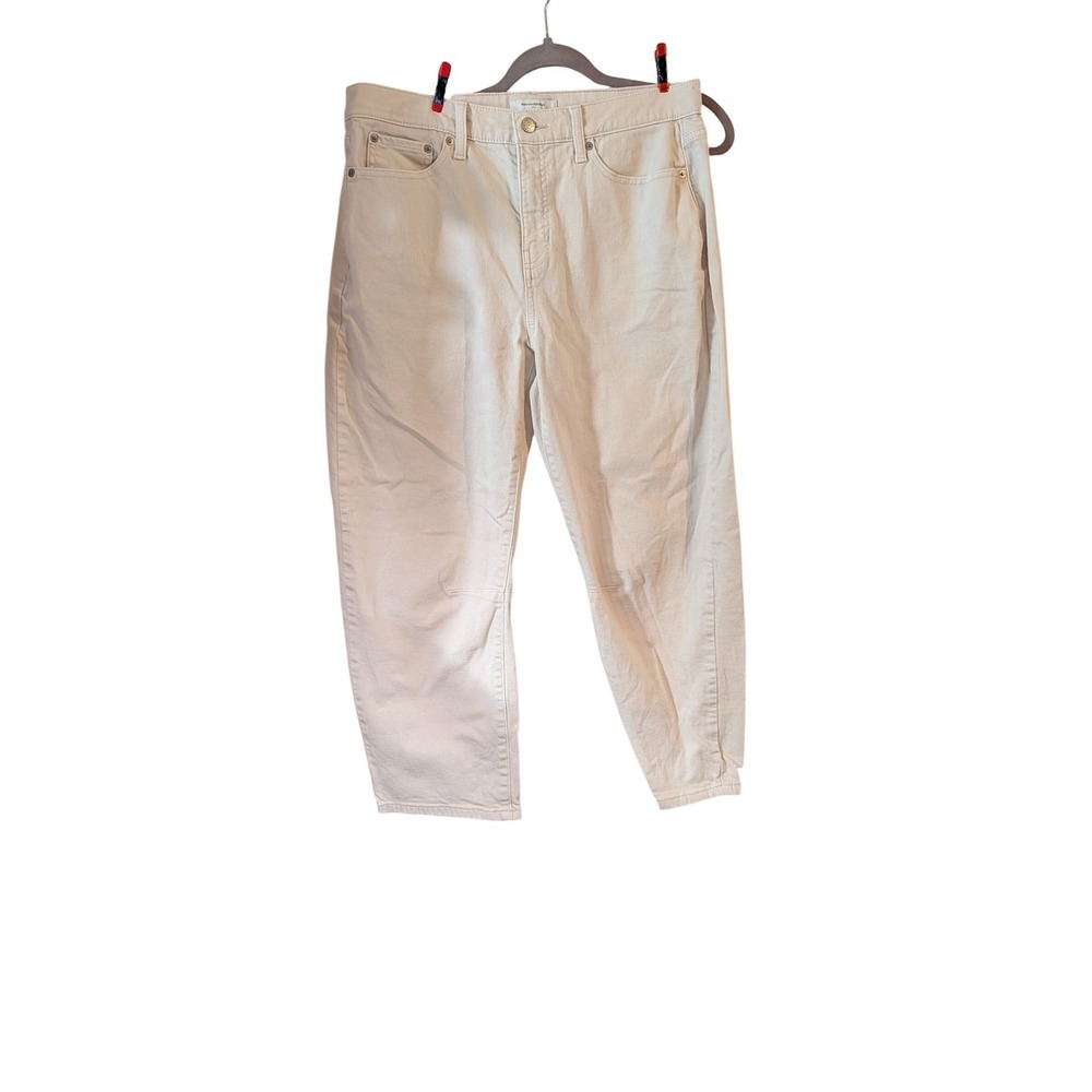 Banana Republic Barrel Mid-Rise Ankle Jeans Cream Off White Size 31 12 Tapered